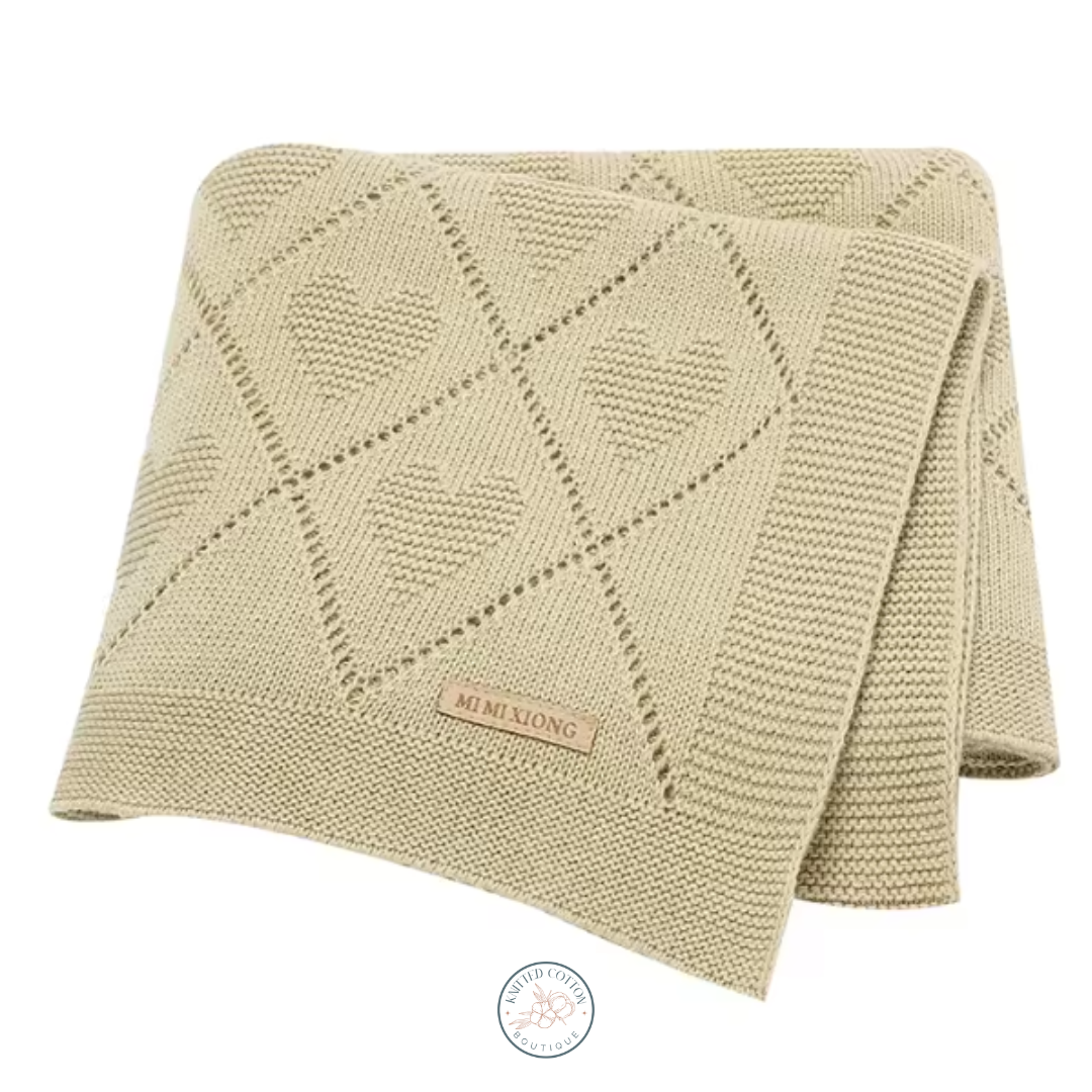 Heart Knit Baby Blanket – Hand-Knitted Cotton Comfort