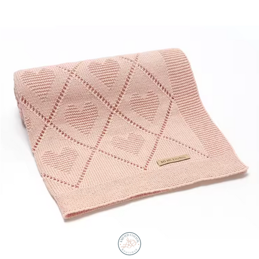 Heart Knit Baby Blanket β Hand-Knitted Cotton Comfort