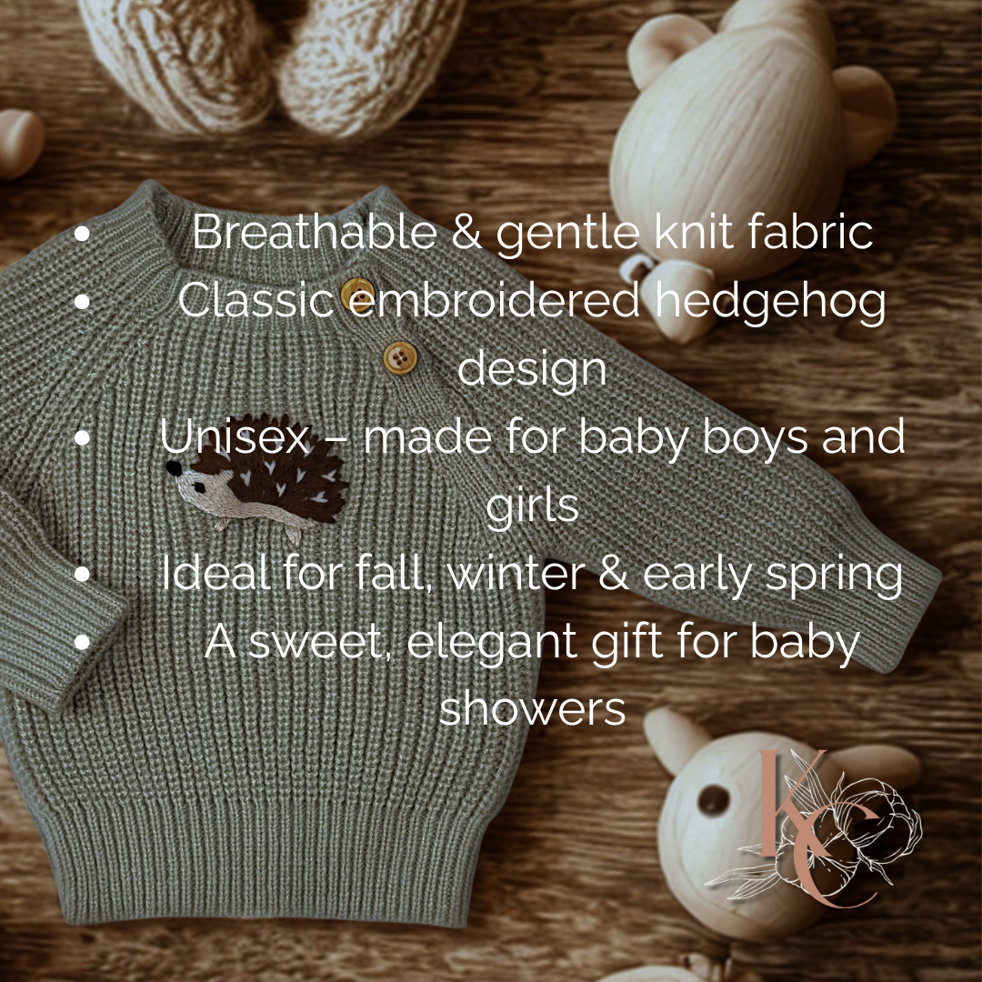Hedgehog Pullover – Hand-Knitted Cotton for Babies