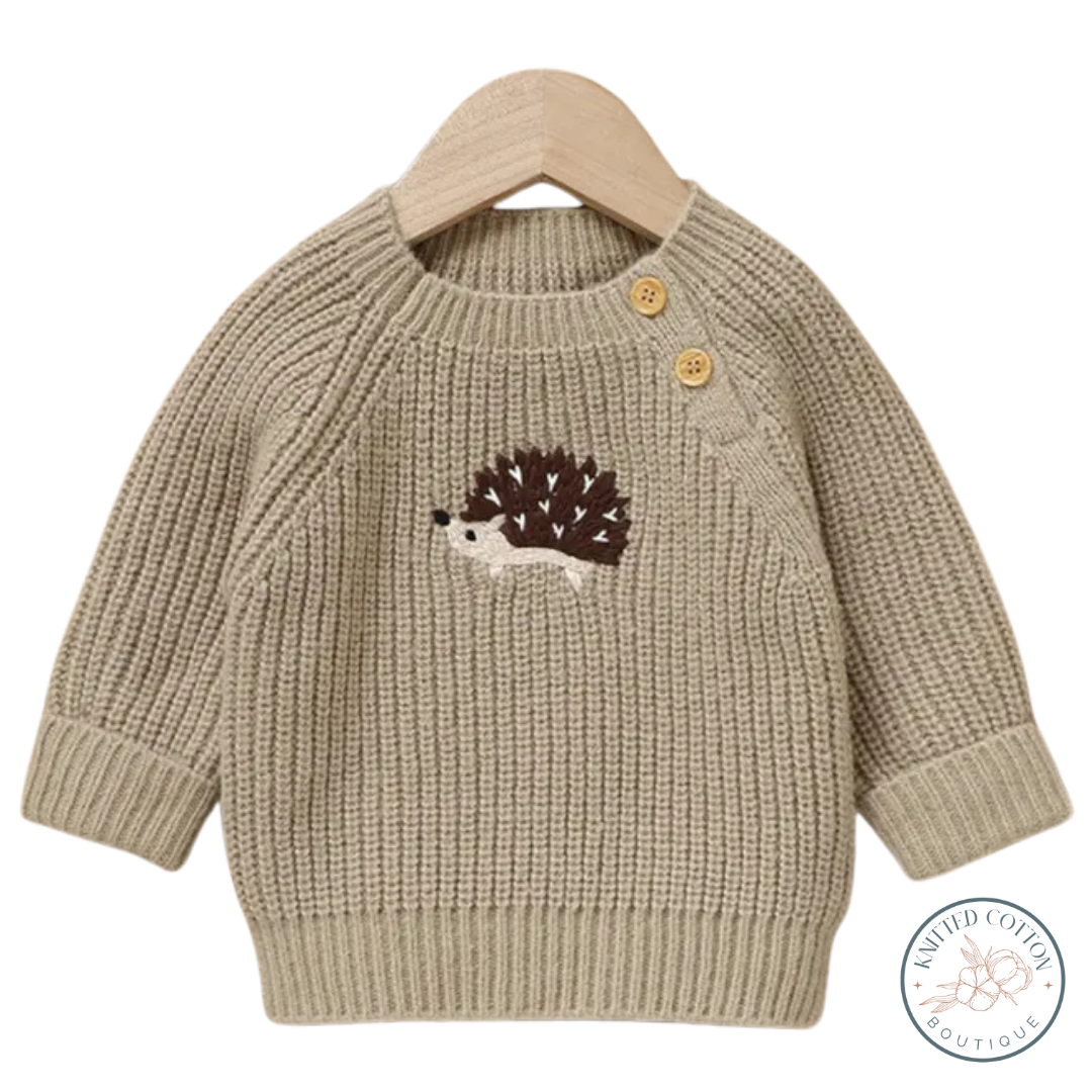 Hedgehog Pullover – Hand-Knitted Cotton for Babies