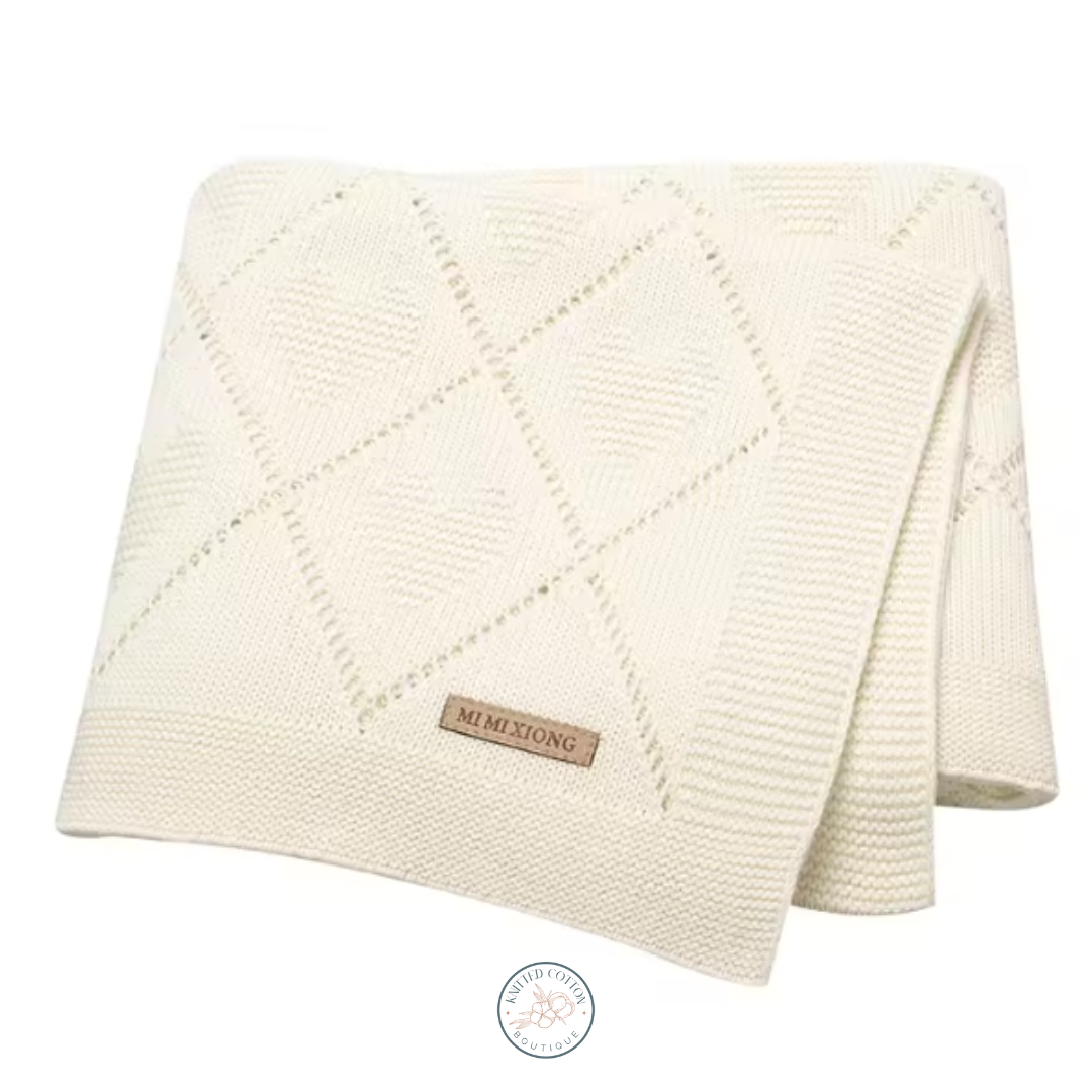 Heart Knit Baby Blanket – Hand-Knitted Cotton Comfort