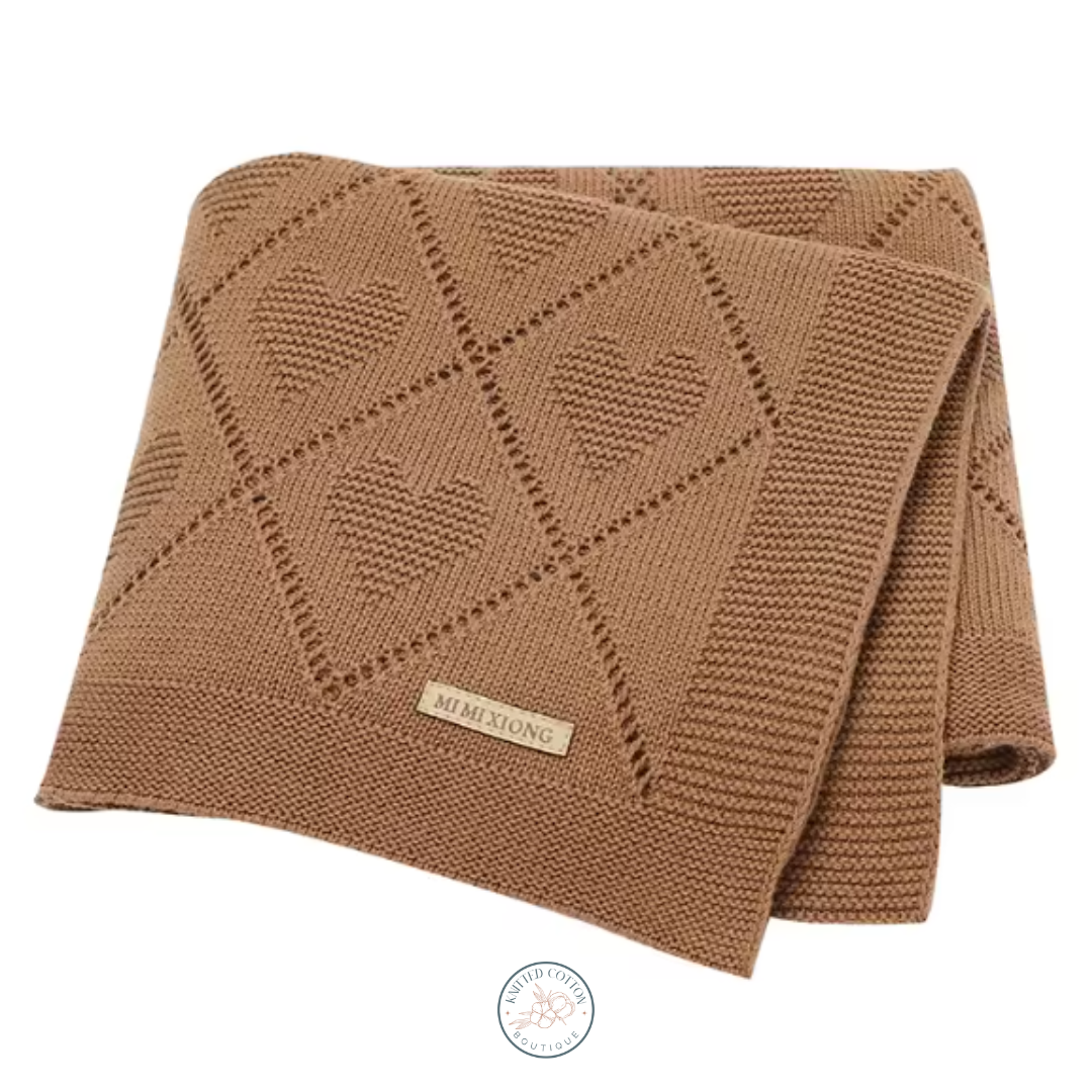Heart Knit Baby Blanket – Hand-Knitted Cotton Comfort