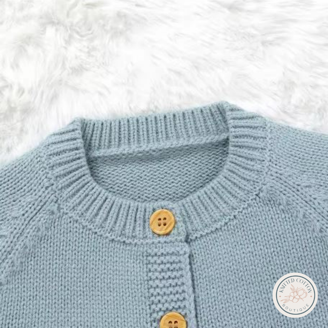 Goose Embroidery Cardigan – Hand-Knitted Cotton for Babies