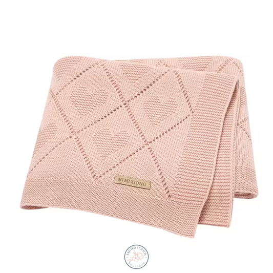 Heart Knit Baby Blanket – Hand-Knitted Cotton Comfort