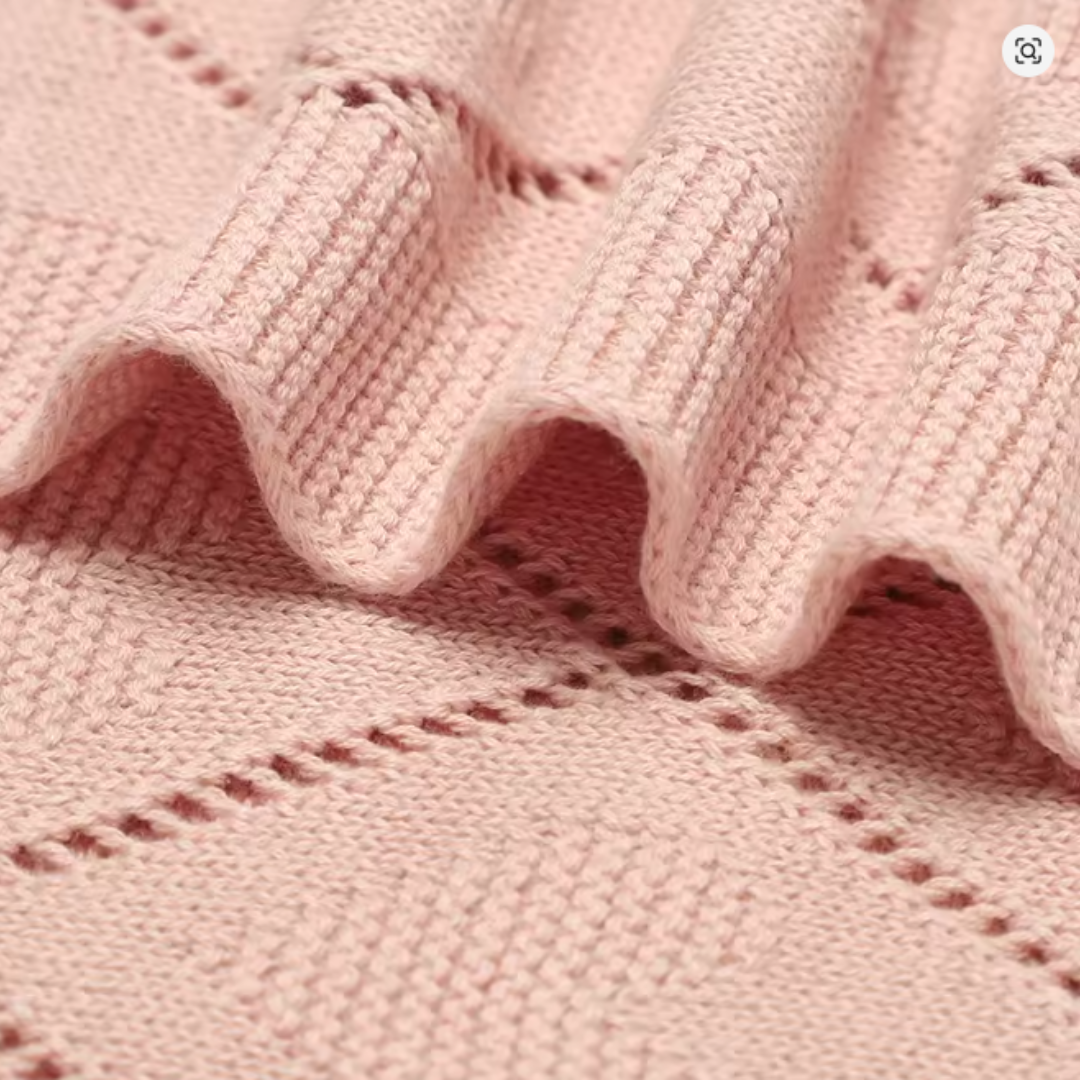 Heart Knit Baby Blanket – Hand-Knitted Cotton Comfort