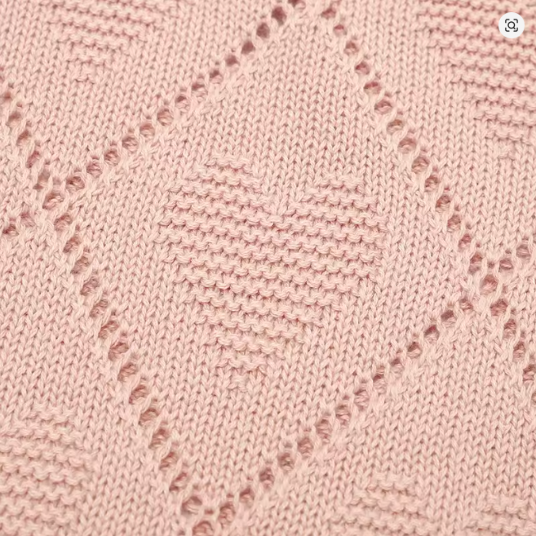 Heart Knit Baby Blanket – Hand-Knitted Cotton Comfort