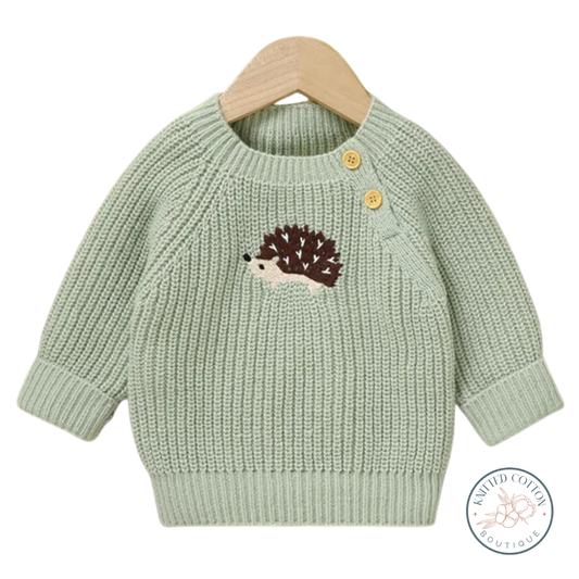 Hedgehog Pullover – Hand-Knitted Cotton for Babies