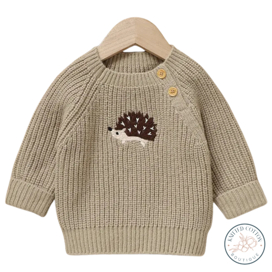 Hedgehog Pullover – Hand-Knitted Cotton for Babies